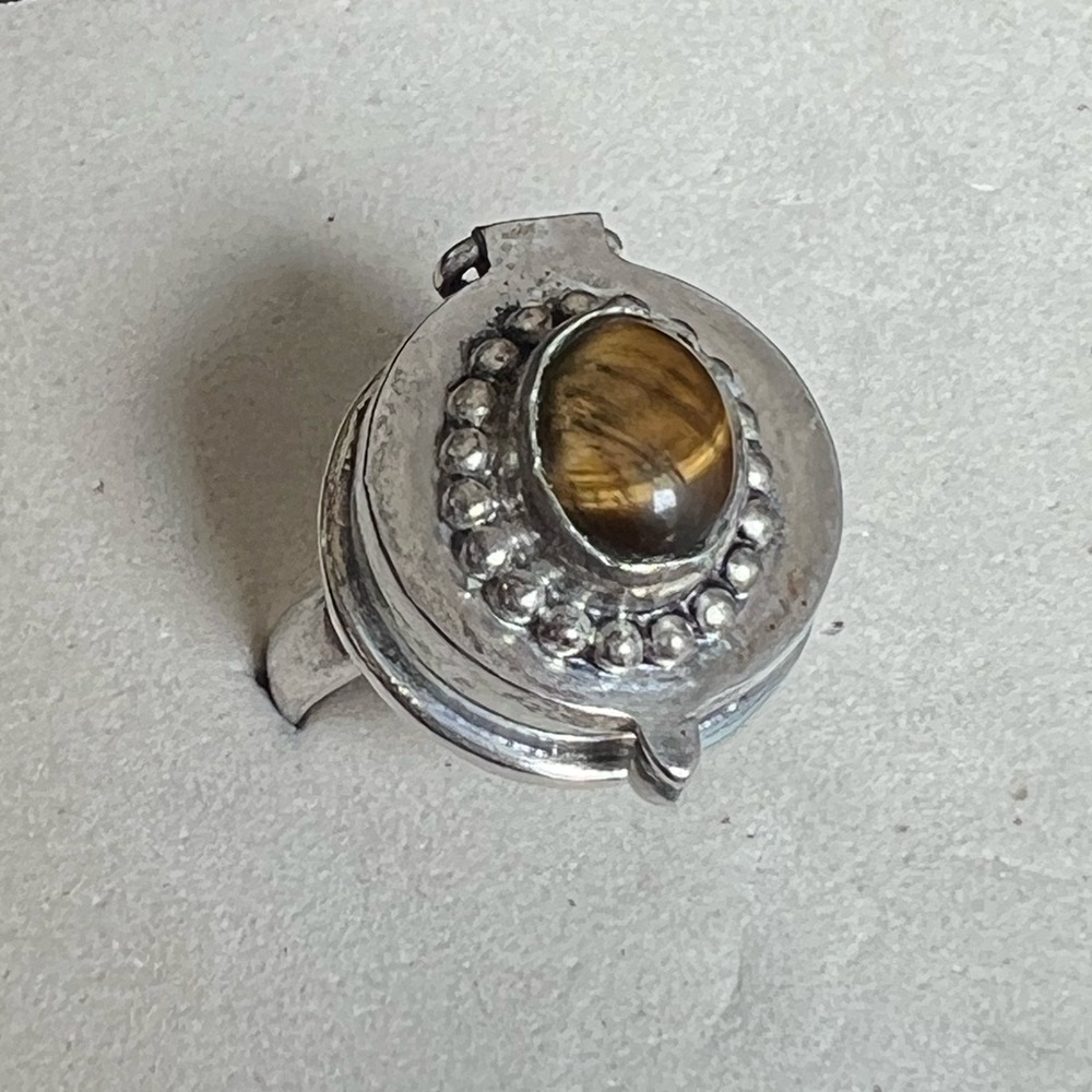 925 tigers eye poison ring